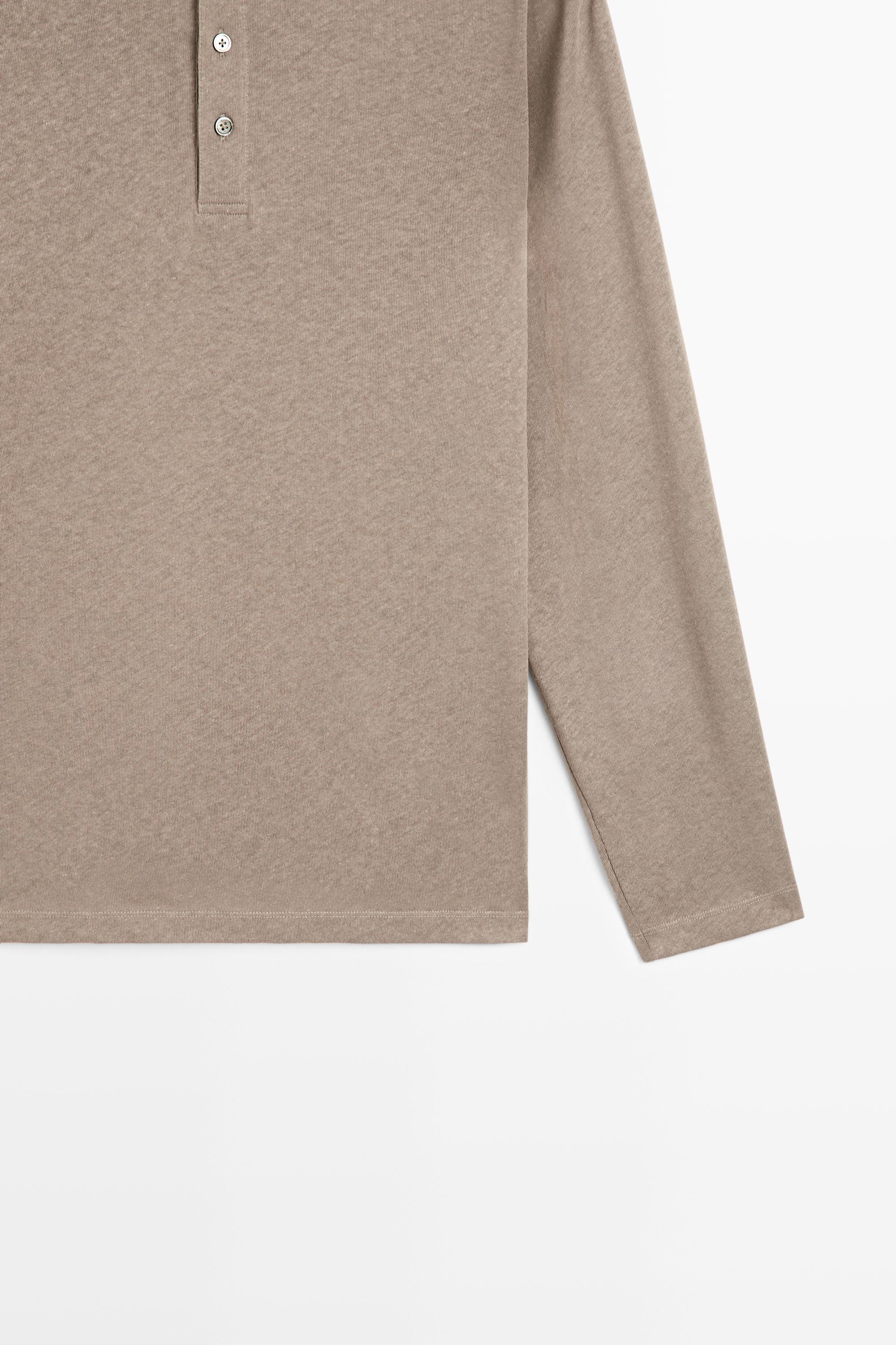 Long sleeve henley neck T-shirt